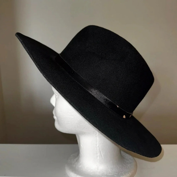 EUC Ecote Urban Outfitters 100% Wool Calf Hair Accent Black Cowboy Hat main image 4
